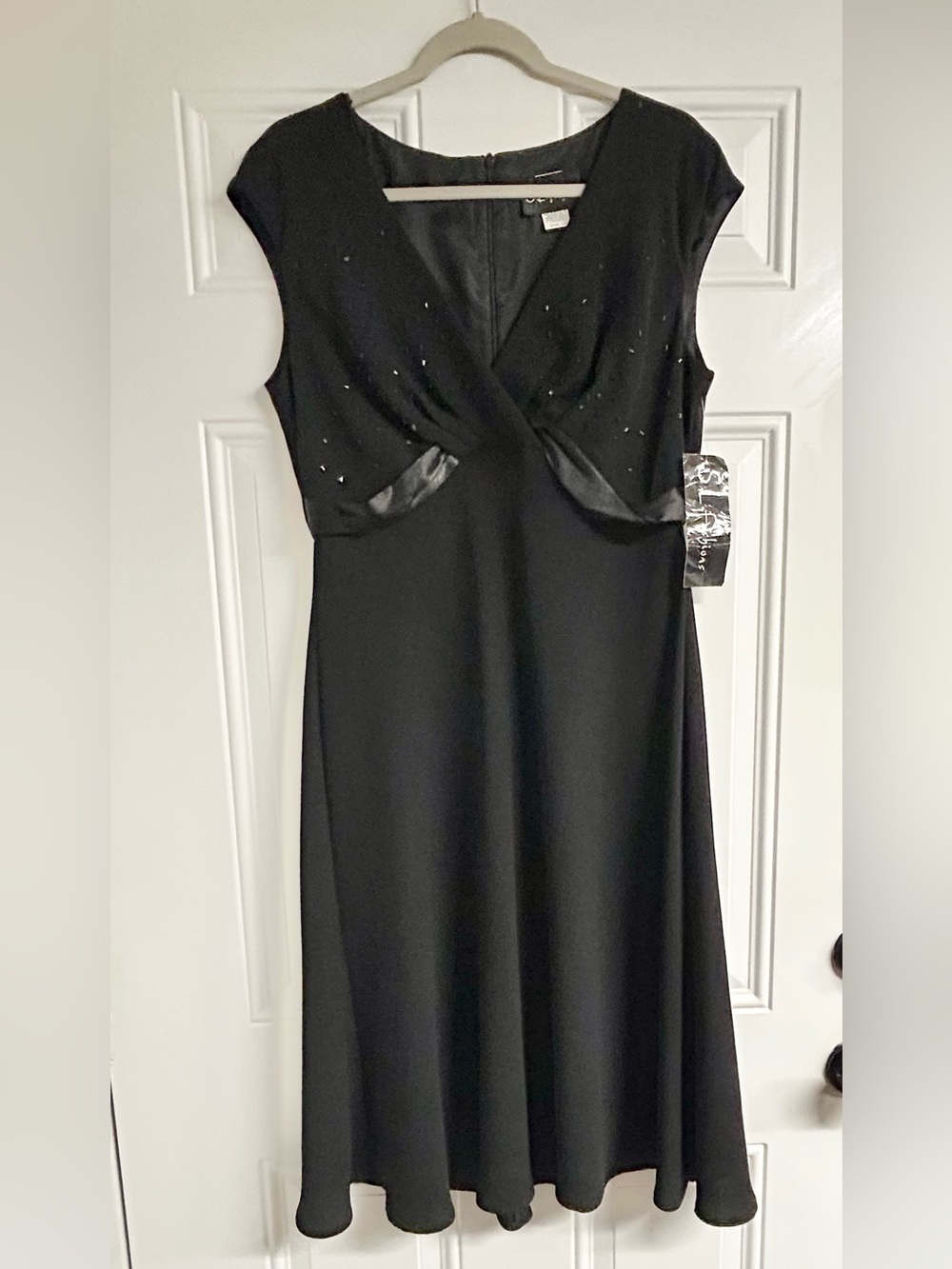 SL Fashions Black Dress with Beaded Bodice